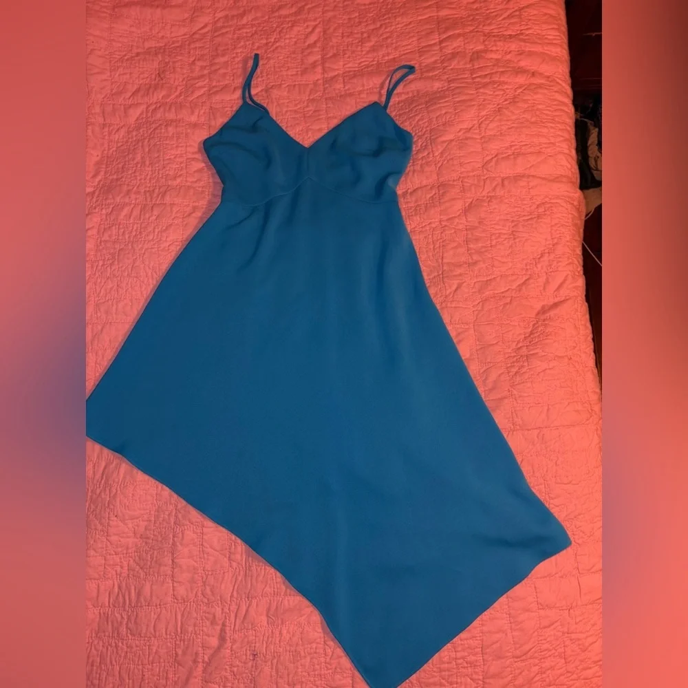 Alice + Olivia Beth Asymmetrical Blue Dress in Jewel Blue - Picture 4 of 9